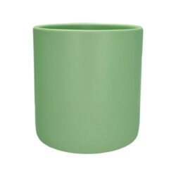 Verona Cylinder Ceramic Vase - 10cmDiam x 10cmH / Satin Matte Soft Green -1